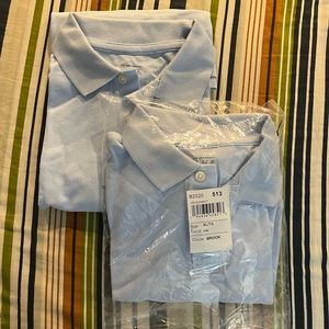NEW - boys light blue two button polo long sleeve uniform shirt sold as set - 2